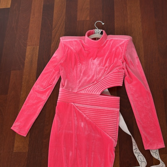 Zhivago Message To Love Gown- Velvet in Neon Pink - Picture 10 of 16